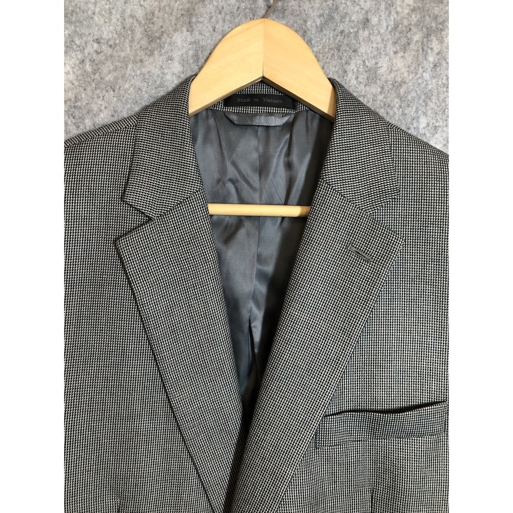 Ralph Lauren Blazer Men Gray 46L Houndstooth 2 Button Suit Coat Jacket‎ Business